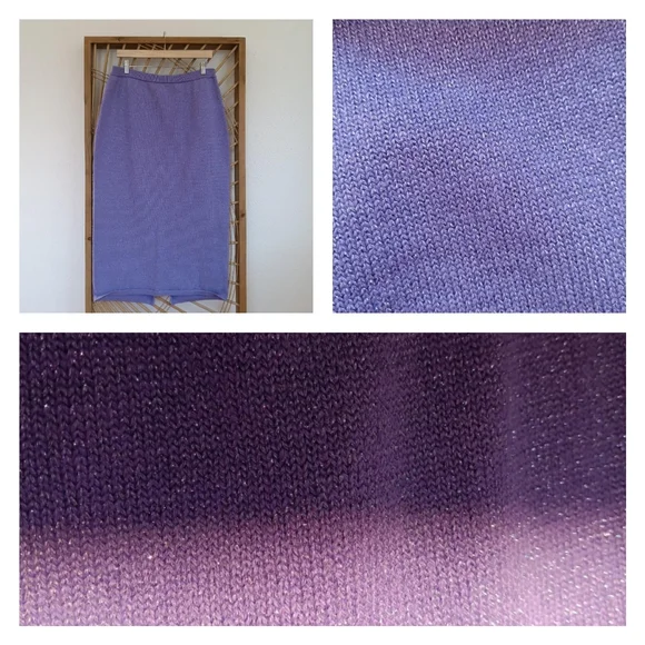 Vintage Draper's & Damon's Purple Knit Metallic Skirt / Size Large - Picture 3 of 10